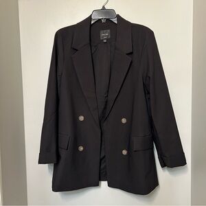 Love Tree Women's Black Blazer Jacket Open Front Polyester Spandex Size L Large